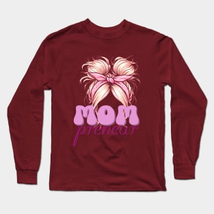 Mompreneur, messy bandana bun design Long Sleeve T-Shirt